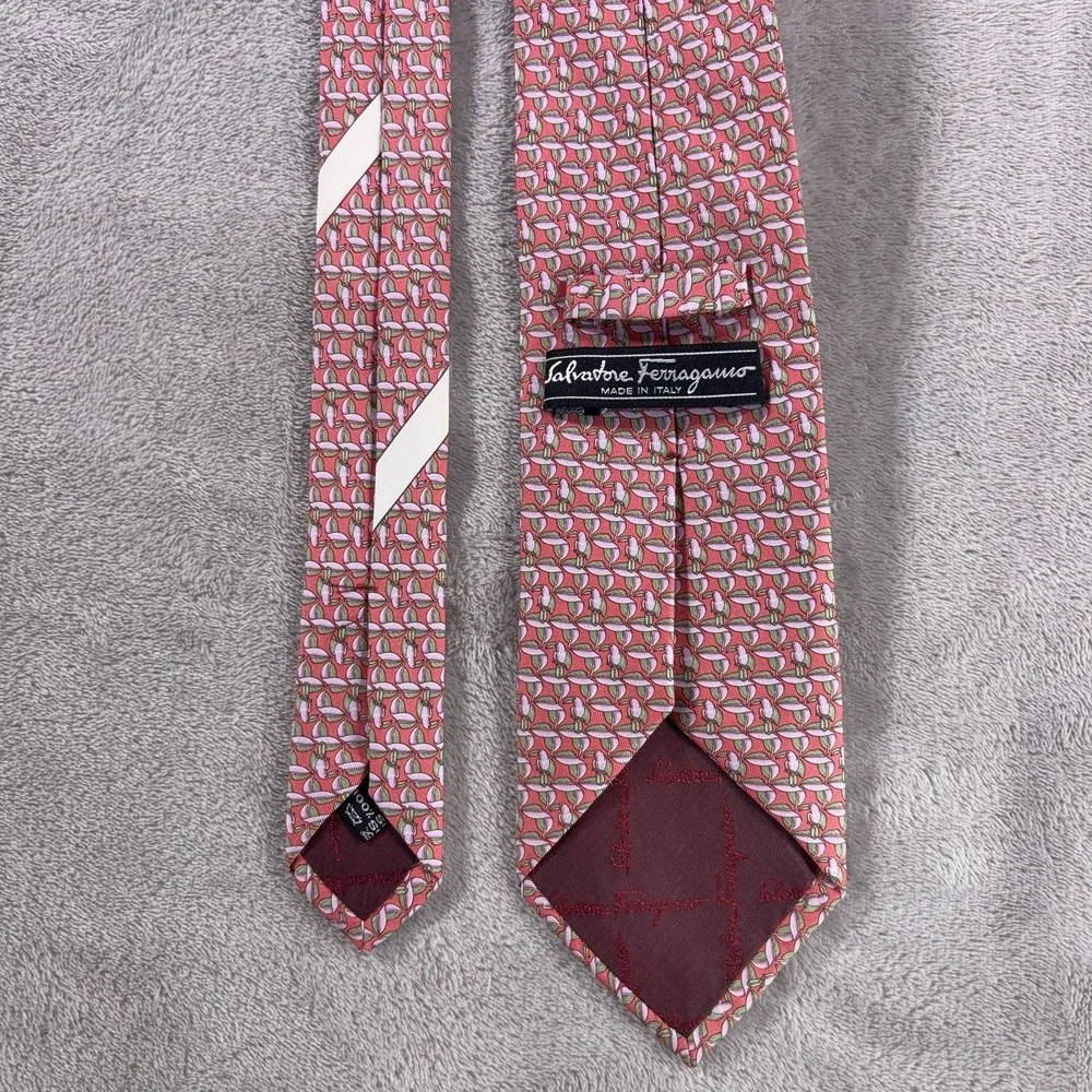 Salvatore Ferragamo Silk Neckties Mens Lot Of 2 Blue Pink Gancini Made In Italy